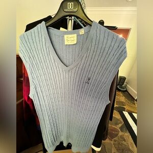 Men’s Periwinkle Blue Ribbed Knit V-Neck Sweater Vest l M